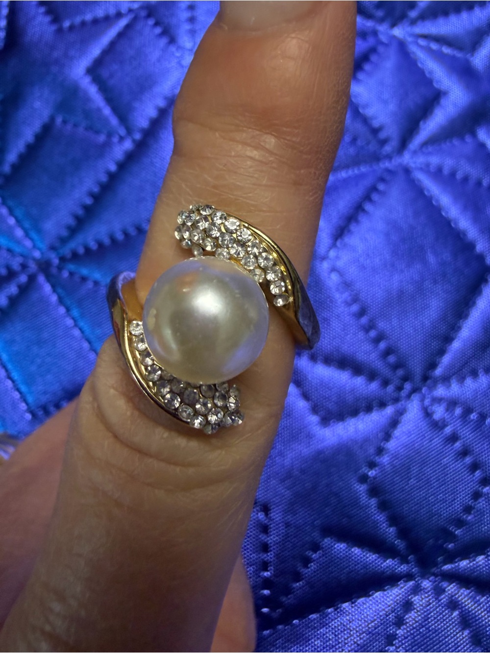 Park Lane Pearl & Crystal Swirl Statement Ring Size 7 New